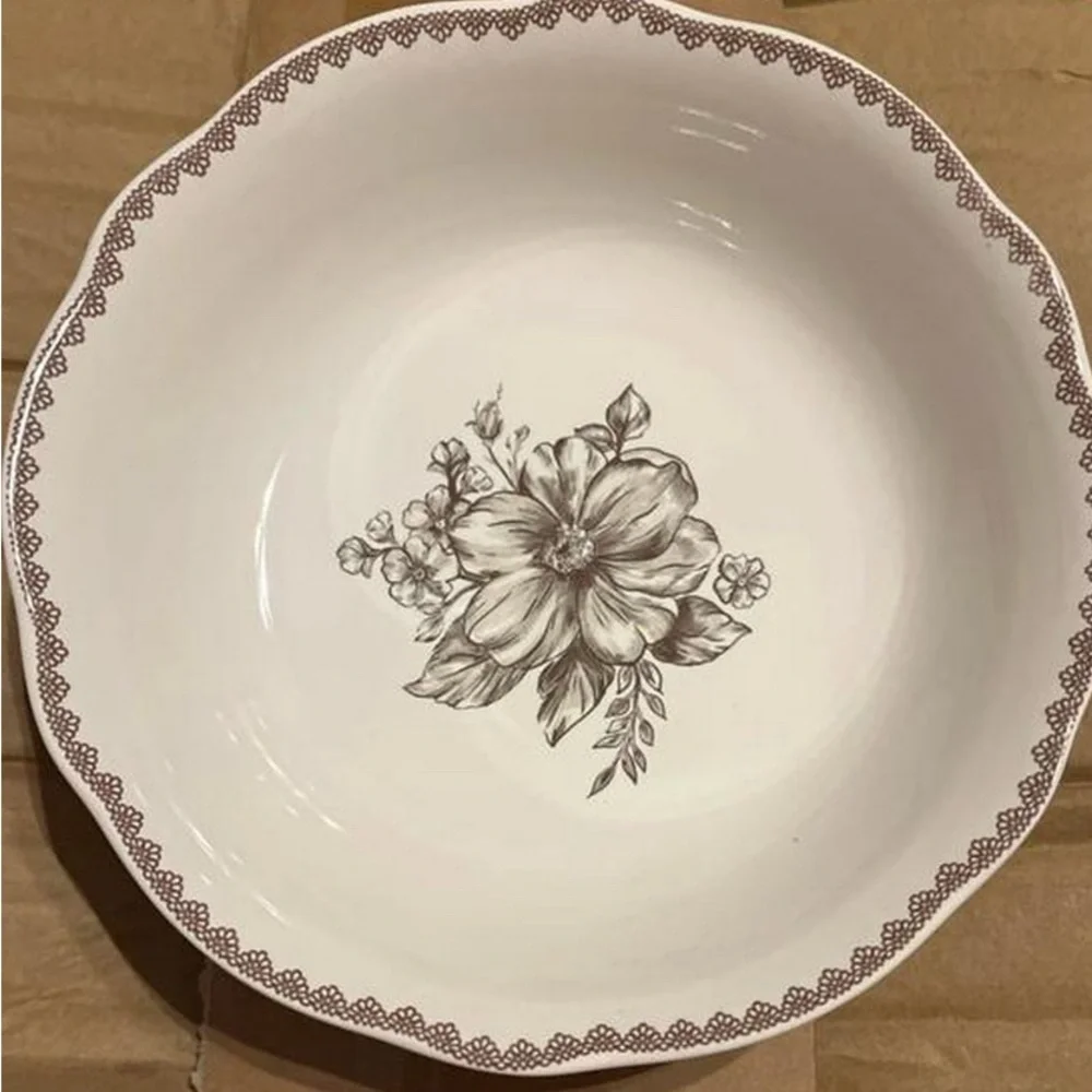 Elegant Floral Dinnerware Set of 3 pieces Pioneer Woman Agatha Brown